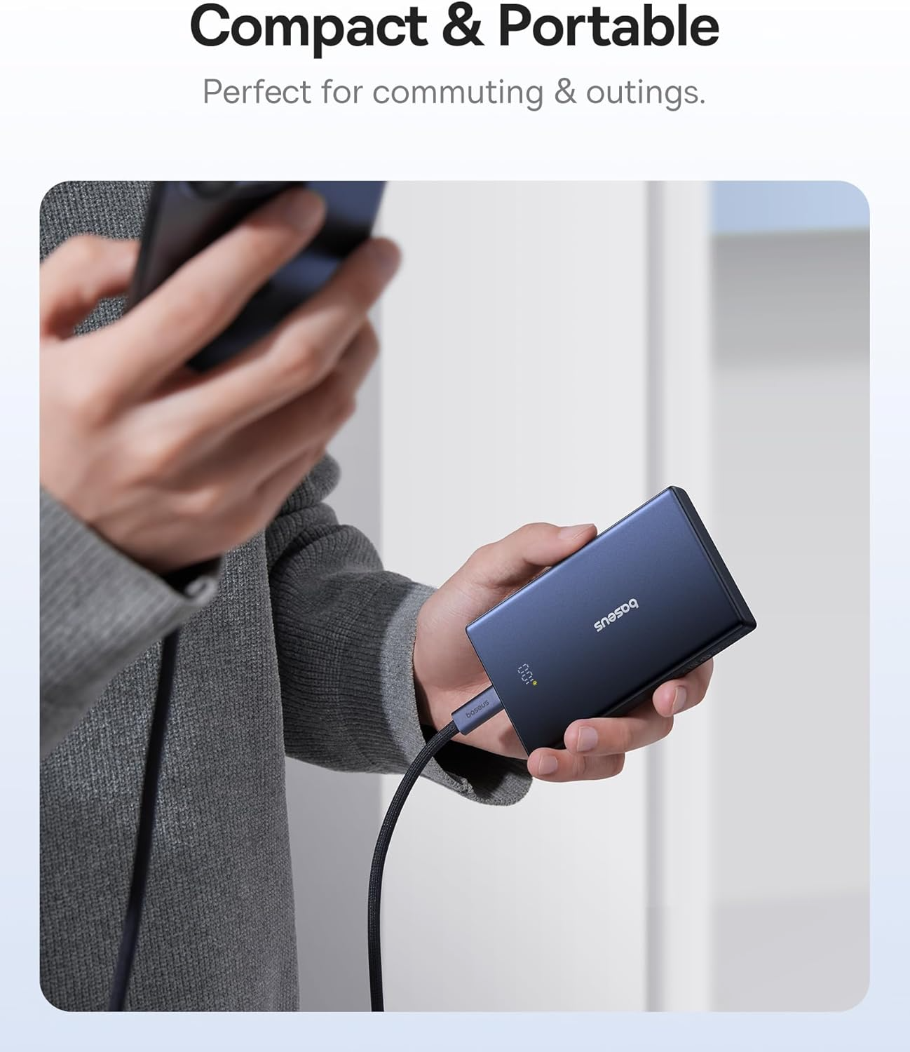 Baterie Externa Baseus PicoGo, 10000mAh, 20W, QC + PD, 1 x USB-A - 2 x USB-C, Alba P10076801213-00