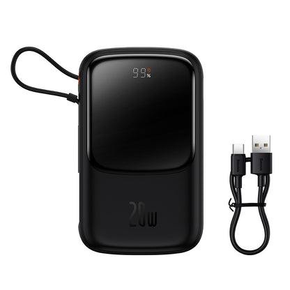 Baterie Externa Baseus Qpow Pro, 20000mAh, 20W, QC + PD, 1 x Lightning - 1 x USB-A - 1 x USB-C, Neagra PPQD040001
