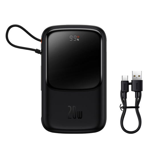 Baterie Externa Baseus Qpow Pro, 10000mAh, 20W, QC + PD, 1 x Lightning - 1 x USB-A - 1 x USB-C, Neagra PPQD020001