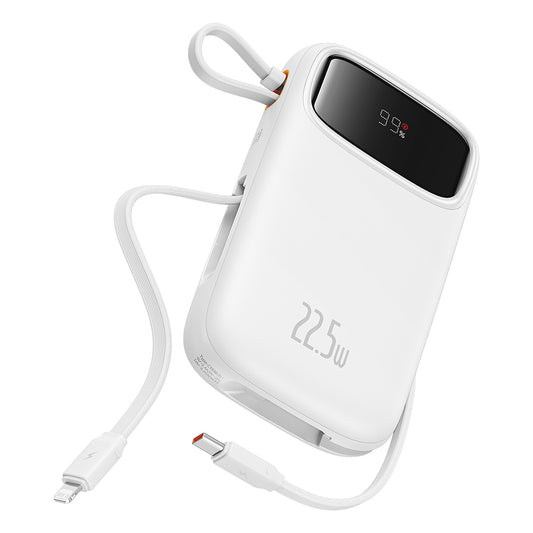 Baterie Externa Baseus Qpow2, 20000mAh, 22.5W, QC + PD, 1 x Lightning - 1 x USB-A - 2 x USB-C, Alba P10055002223-00