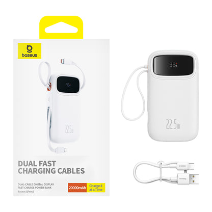 Baterie Externa Baseus Qpow2, 20000mAh, 22.5W, QC + PD, 1 x Lightning - 1 x USB-A - 2 x USB-C, Alba P10055002223-00