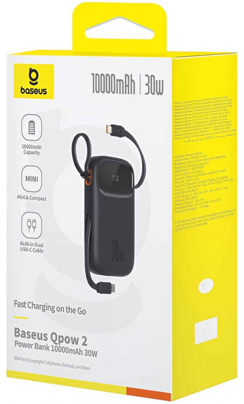Baterie Externa Baseus Qpow2, 20000mAh, 30W, QC + PD, 1 x USB-A - 3 x USB-C, Neagra P10055009113-00