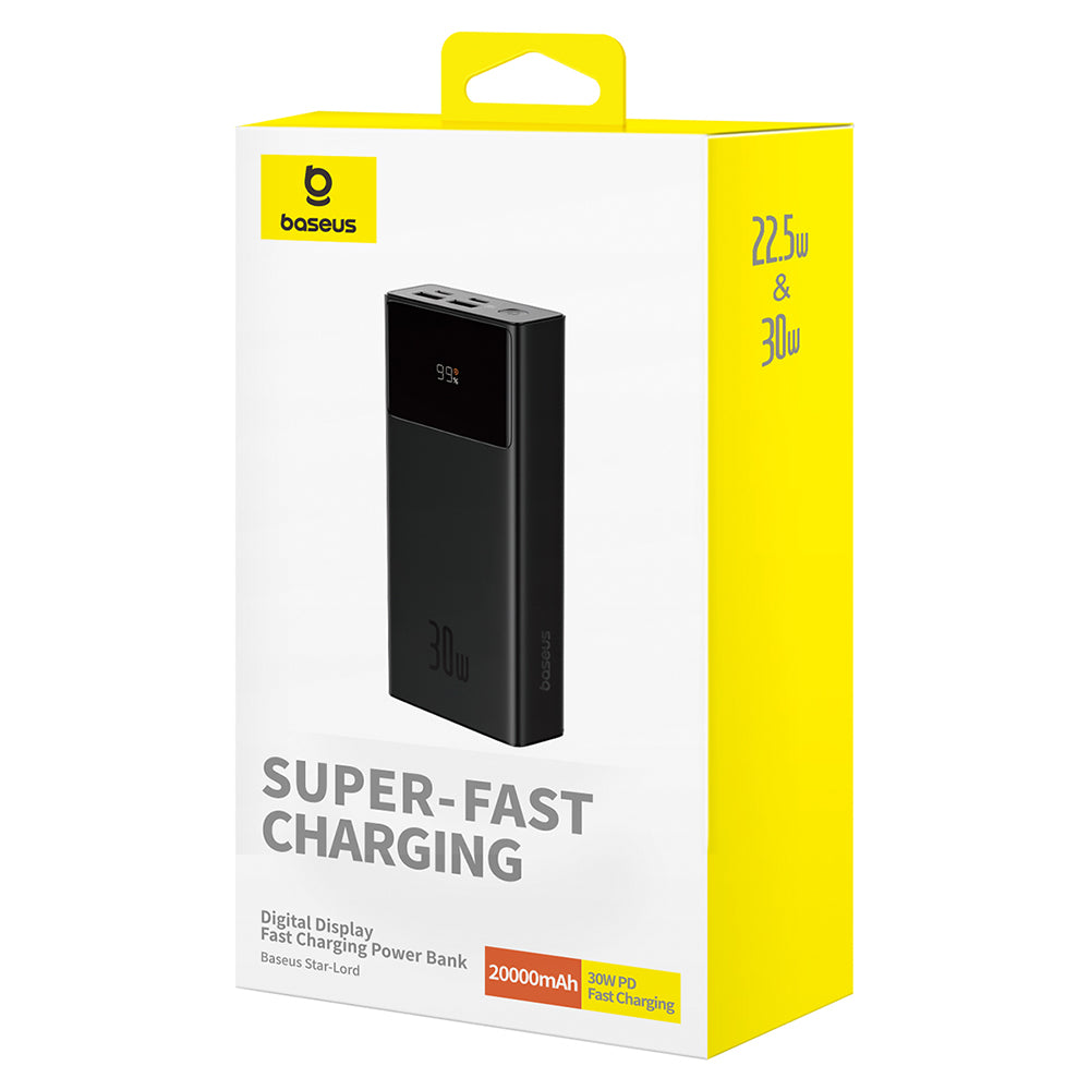Baterie Externa Baseus Star Lord, 20000mAh, 30W, QC + PD, 1 x USB-C - 2 x USB-A, Neagra P10022904113-00