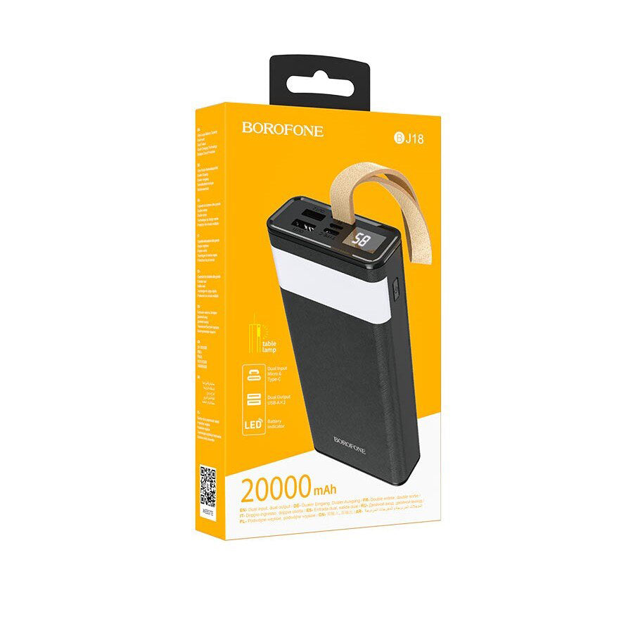 Baterie Externa Borofone BJ18 Coolmy, 20000mAh, 10W, 2 x USB-A, Neagra
