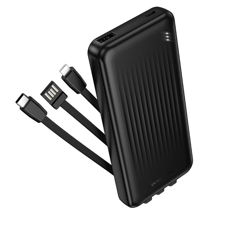 Baterie Externa Borofone BJ79 Clever, 10000mAh, 10W, 1 x Lightning - 1 x USB-A - 1 x USB-C, Neagra