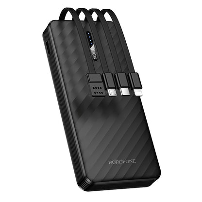 Baterie Externa Borofone BJ84 Smooth, 10000mAh, 10W, 1 x Lightning - 1 x microUSB - 1 x USB-A - 1 x USB-C, Neagra