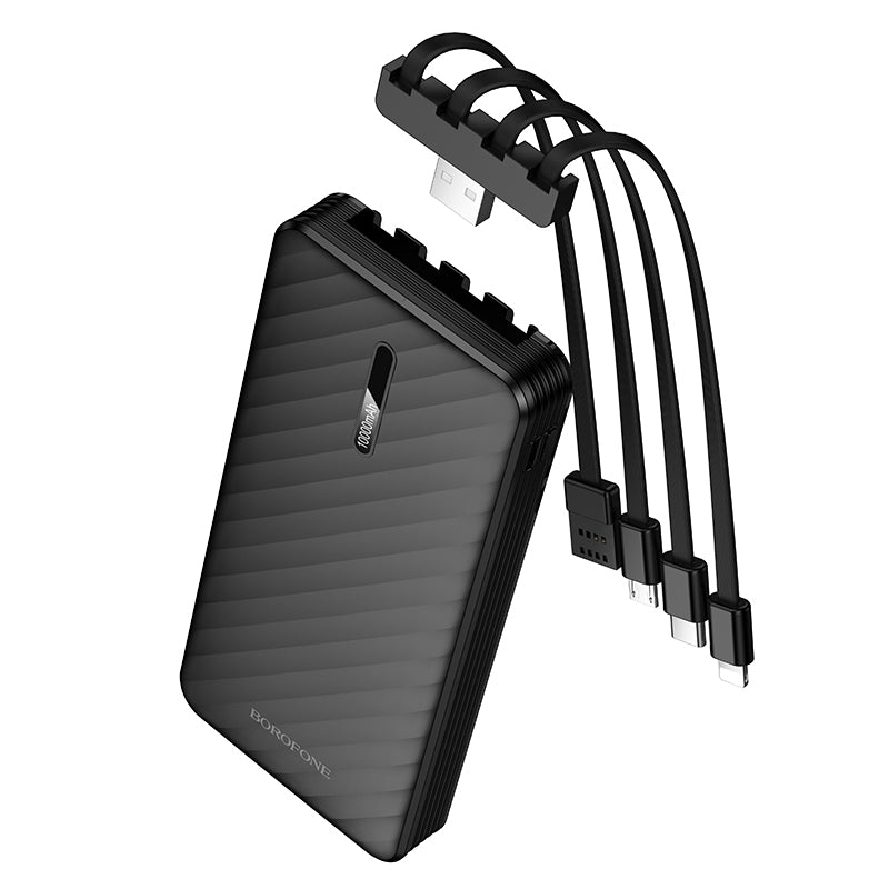 Baterie Externa Borofone BJ84 Smooth, 10000mAh, 10W, 1 x Lightning - 1 x microUSB - 1 x USB-A - 1 x USB-C, Neagra