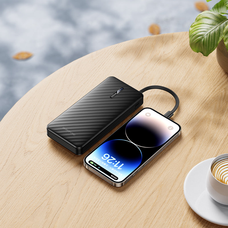 Baterie Externa Borofone BJ84 Smooth, 10000mAh, 10W, 1 x Lightning - 1 x microUSB - 1 x USB-A - 1 x USB-C, Neagra