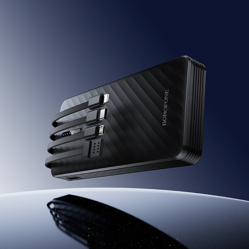 Baterie Externa Borofone BJ84 Smooth, 10000mAh, 10W, 1 x Lightning - 1 x microUSB - 1 x USB-A - 1 x USB-C, Neagra