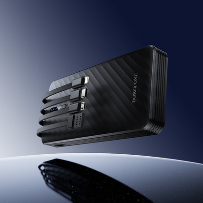 Baterie Externa Borofone BJ84 Smooth, 10000mAh, 10W, 1 x Lightning - 1 x microUSB - 1 x USB-A - 1 x USB-C, Neagra