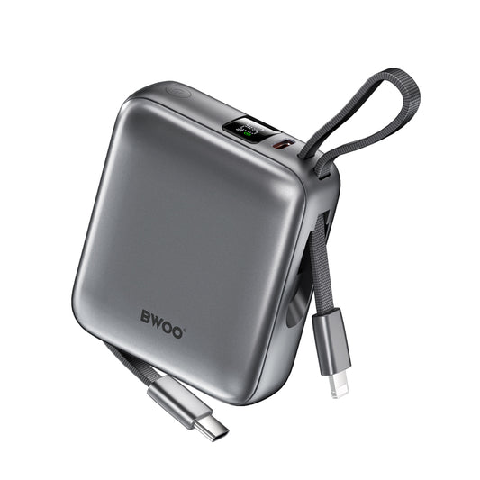 Baterie Externa BWOO BO-P74, 10000mAh, 22.5W, PD, 1 x Lightning - 2 x USB-C, Neagra