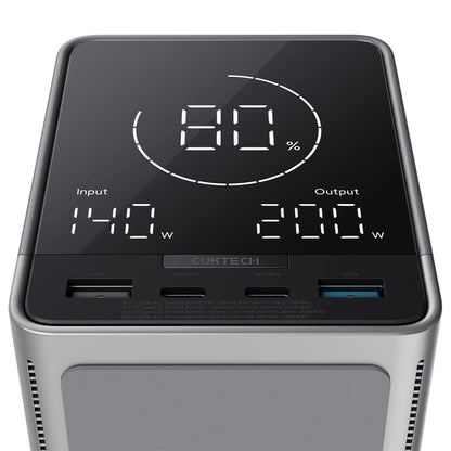 Baterie Externa Cuktech, 40000mAh, 300W, QC + PD + FQI, 1 x QI - 2 x USB-A - 2 x USB-C, Neagra