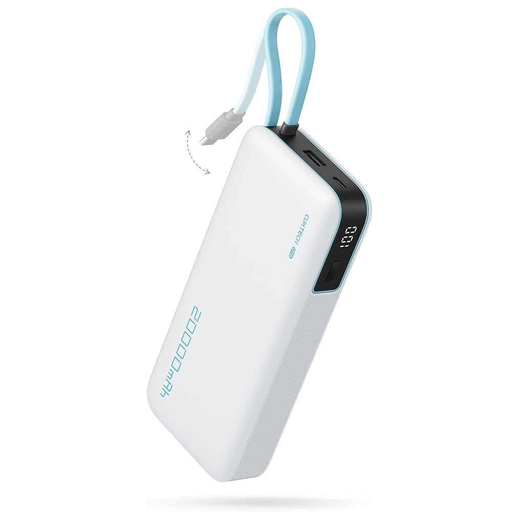 Baterie Externa Cuktech LPB200N, 20000mAh, 45W, QC + PD, 1 x USB-A - 2 x USB-C, Alba CUKP200NGLLG