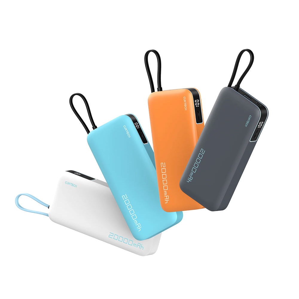 Baterie Externa Cuktech LPB200N, 20000mAh, 45W, QC + PD, 1 x USB-A - 2 x USB-C, Alba CUKP200NGLLG