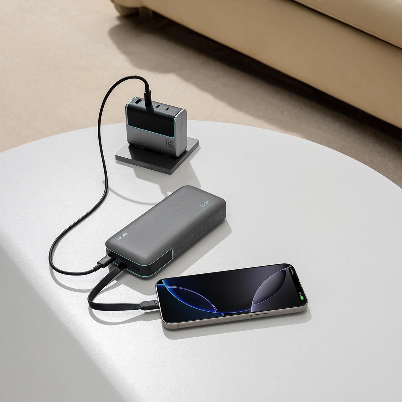 Baterie Externa Cuktech LPB200N, 20000mAh, 40W, QC + PD, 1 x USB-A - 2 x USB-C, Neagra