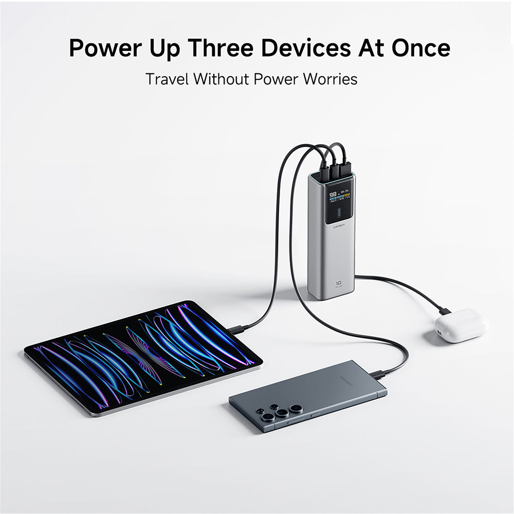 Baterie Externa Cuktech PB150P, 15000mAh, 120W, QC + PD, 1 x USB-A - 2 x USB-C, Gri CKPB150POSGR