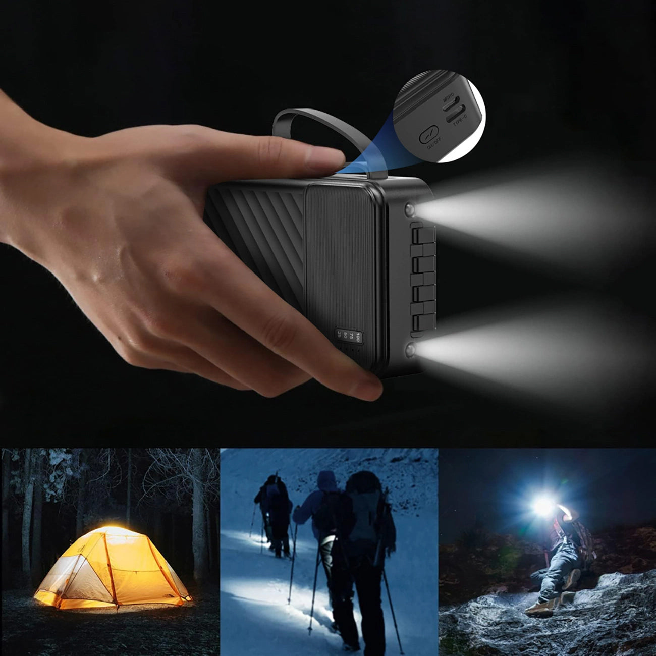 Baterie Externa Dudao K11 Pro, 20000mAh, 10W, 1 x Lightning - 1 x microUSB - 1 x USB-A - 1 x USB-C, Alba