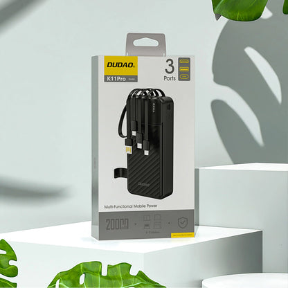 Baterie Externa Dudao K11 Pro, 20000mAh, 10W, 1 x Lightning - 1 x microUSB - 1 x USB-A - 1 x USB-C, Neagra