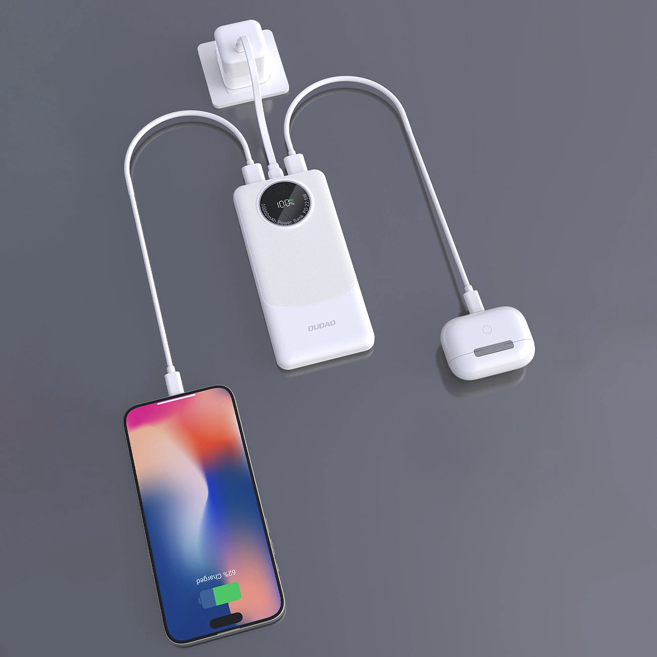 Baterie Externa Dudao K12, 10000mAh, 22.5W, QC + PD, 1 x USB-C - 2 x USB-A, Neagra