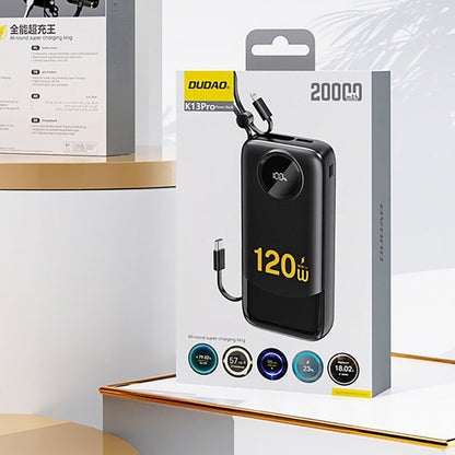 Baterie Externa Dudao K13, 10000mAh, 22.5W, QC + PD, 1 x Lightning - 1 x USB-A - 2 x USB-C, Neagra