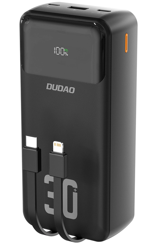 Baterie Externa Dudao K15MAX, 30000mAh, 22.5W, QC + PD, 1 x USB-A - 2 x Lightning - 2 x USB-C, Neagra