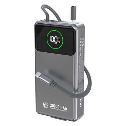 Baterie Externa Dudao K31 Pro, 20000mAh, 45W, QC + PD, 1 x USB-A - 2 x USB-C, Gri