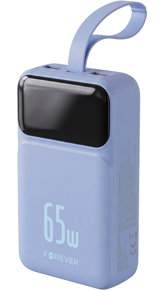 Baterie Externa Forever Vibe-TB65, 20000mAh, 65W, QC + PD, 2 x USB-A - 2 x USB-C, Albastra