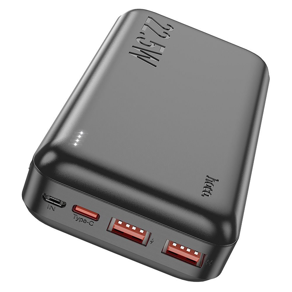 Baterie Externa HOCO J101A, 20000mAh, 22.5W, QC + PD, 1 x USB-C - 2 x USB-A, Neagra