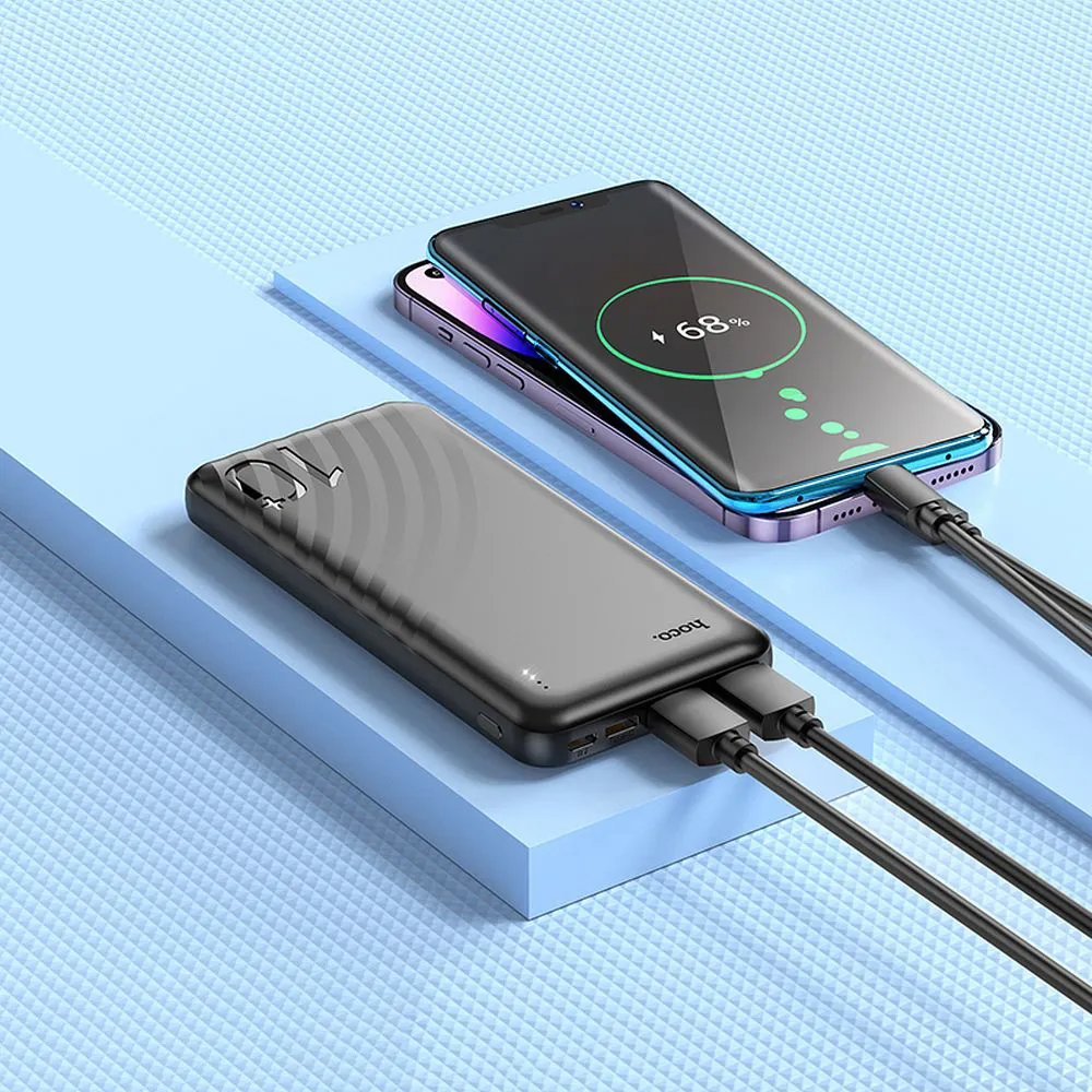 Baterie Externa HOCO J123, 10000mAh, 10W, 2 x USB-A, Neagra