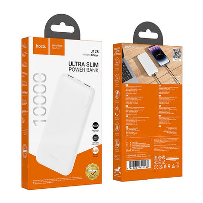 Baterie Externa HOCO J128, 10000mAh, 10W, 2 x USB-A, Alba