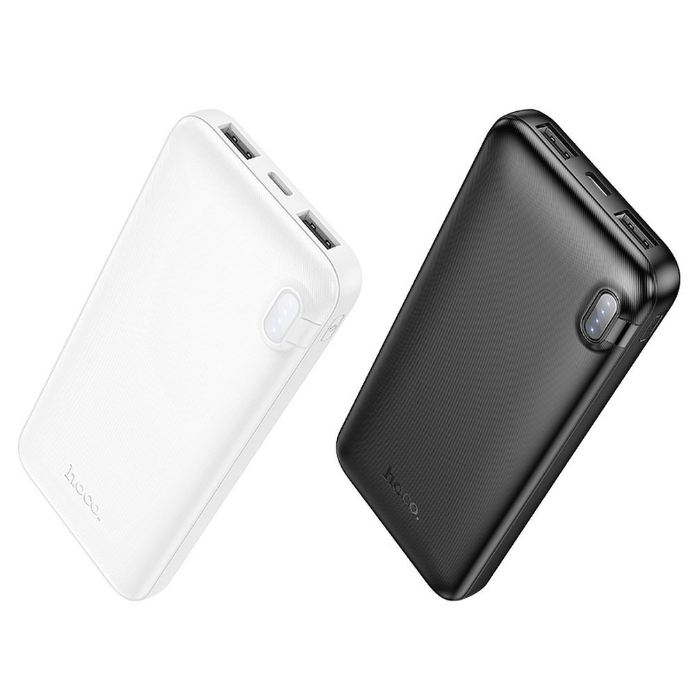 Baterie Externa HOCO J128, 10000mAh, 10W, 2 x USB-A, Alba