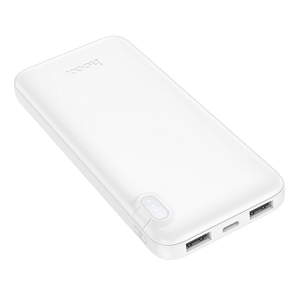 Baterie Externa HOCO J128, 10000mAh, 10W, 2 x USB-A, Alba