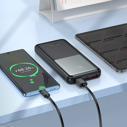 Baterie Externa HOCO J136, 10000mAh, 22.5W, QC + PD, 1 x USB-C - 2 x USB-A, Neagra