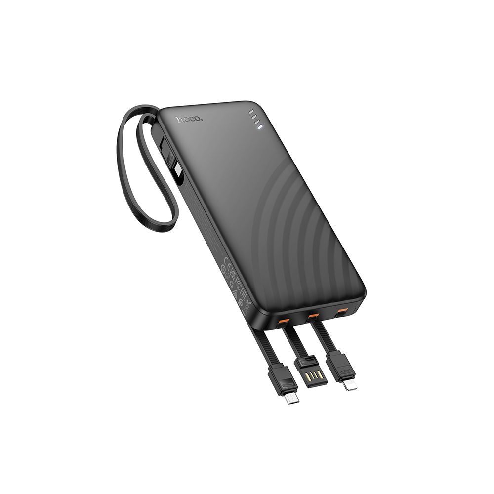 Baterie Externa HOCO J146, 10000mAh, 10W, 1 x Lightning - 1 x microUSB - 1 x USB-A - 1 x USB-C, Neagra