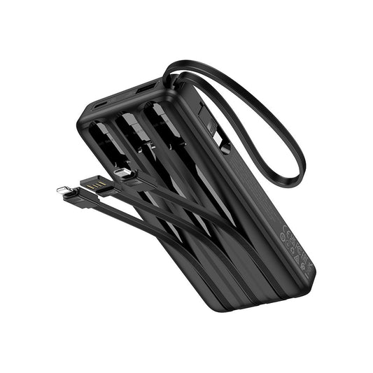 Baterie Externa HOCO J146, 10000mAh, 10W, 1 x Lightning - 1 x microUSB - 1 x USB-A - 1 x USB-C, Neagra