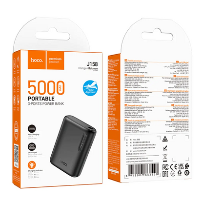 Baterie Externa HOCO J158, 5000mAh, 10W, 1 x USB-A, Neagra