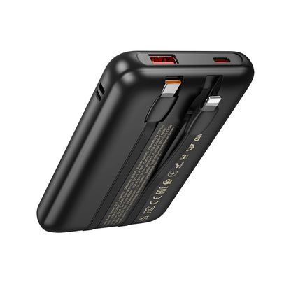 Baterie Externa HOCO Q37, 10000mAh, 22.5W, QC + PD, 1 x Lightning - 1 x USB-A - 2 x USB-C, Neagra