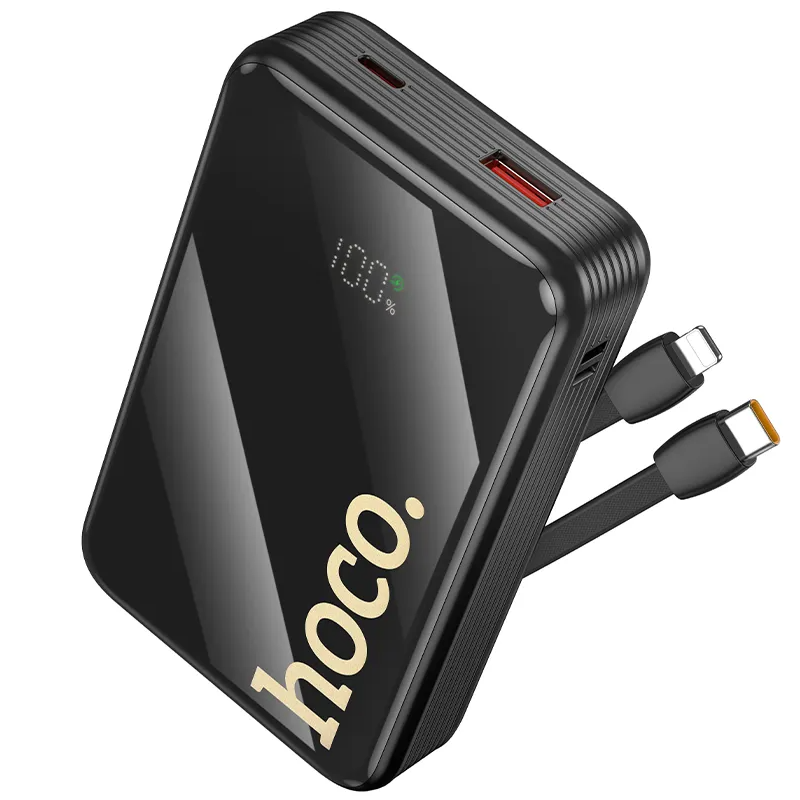 Baterie Externa HOCO Q37A, 20000mAh, 22.5W, QC + PD, 1 x Lightning - 1 x USB-A - 2 x USB-C, Neagra