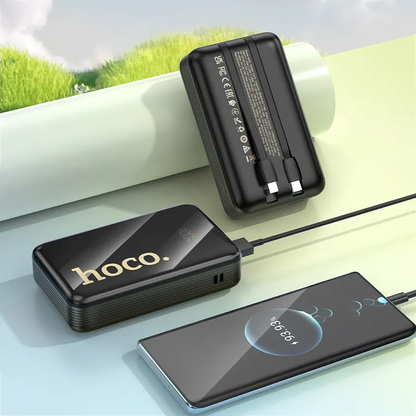 Baterie Externa HOCO Q37A, 20000mAh, 22.5W, QC + PD, 1 x Lightning - 1 x USB-A - 2 x USB-C, Neagra