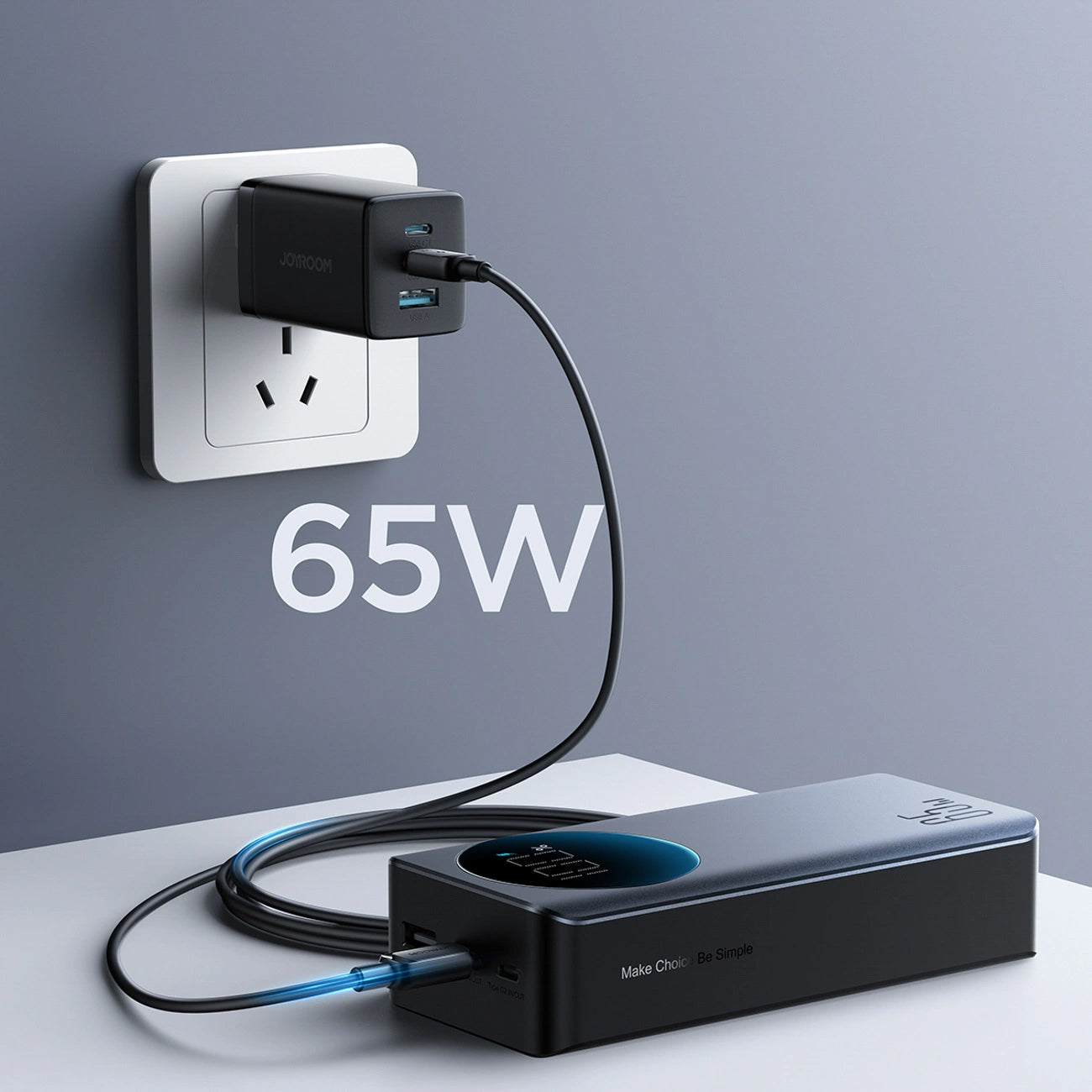 Baterie Externa Joyroom JR-PBF05 Pro, 30000mAh, 65W, QC + PD, 1 x USB-A - 2 x USB-C, Neagra