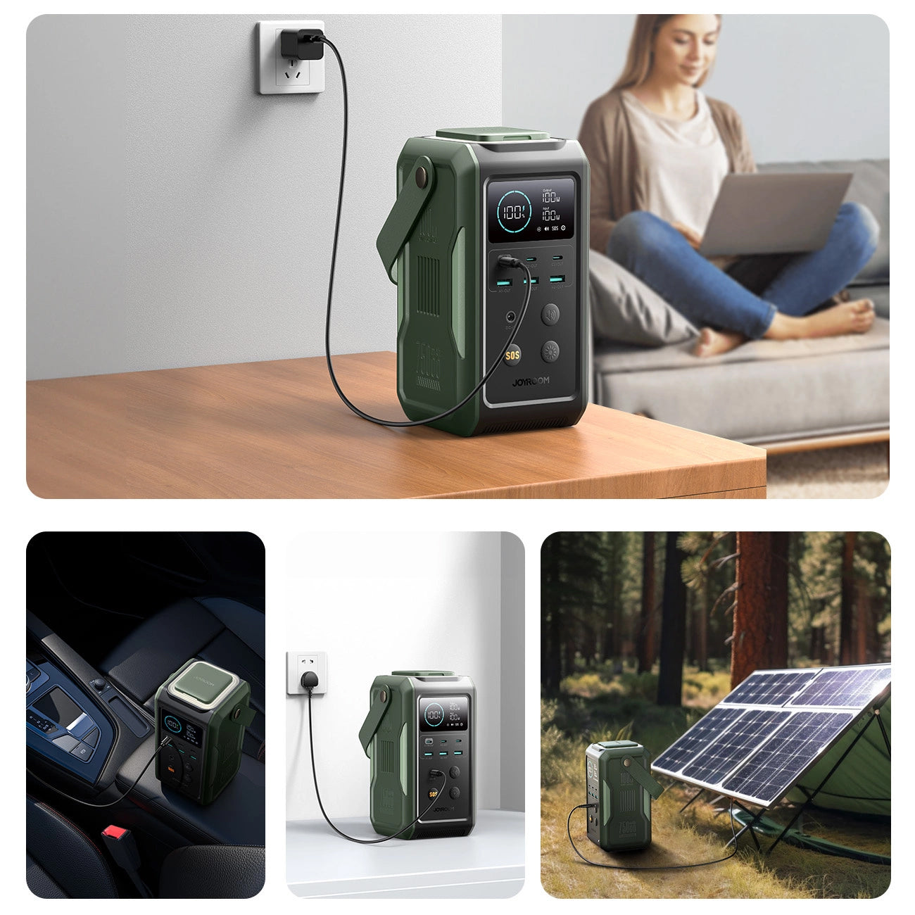 Baterie Externa Joyroom JR-PBF10, 75000mAh, 100W, QC + PD, 3 x USB-A - 3 x USB-C, Verde