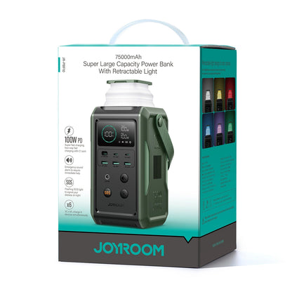 Baterie Externa Joyroom JR-PBF10, 75000mAh, 100W, QC + PD, 3 x USB-A - 3 x USB-C, Verde