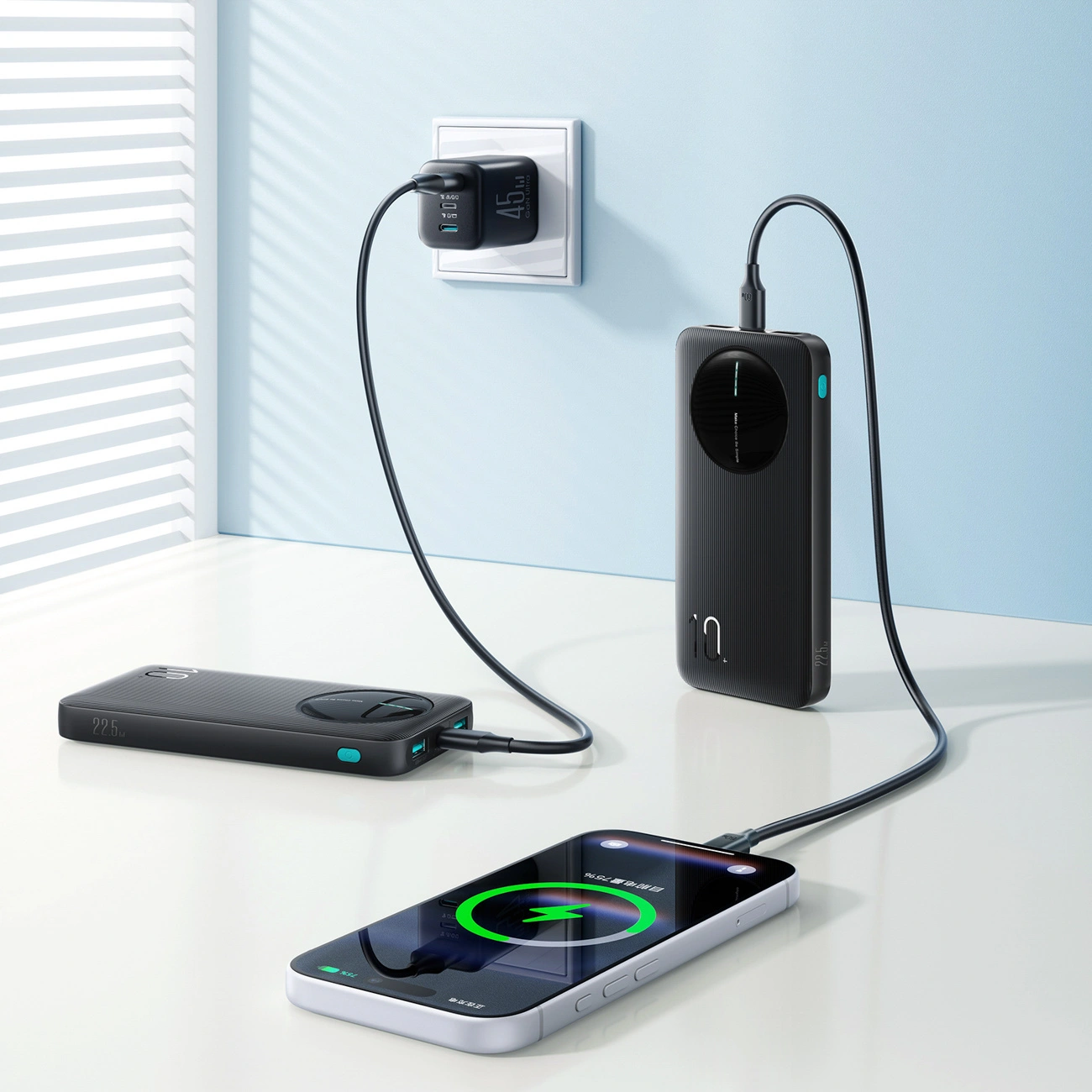 Baterie Externa Joyroom JR-PBF12 Pro, 10000mAh, 22.5W, QC + PD, 1 x USB-C - 2 x USB-A, Neagra