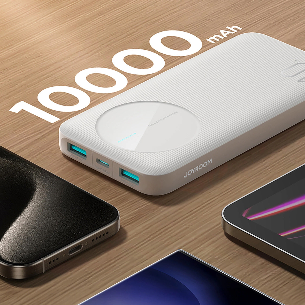 Baterie Externa Joyroom JR-PBF12, 10000mAh, 12W, 1 x USB-C - 2 x USB-A, Alba