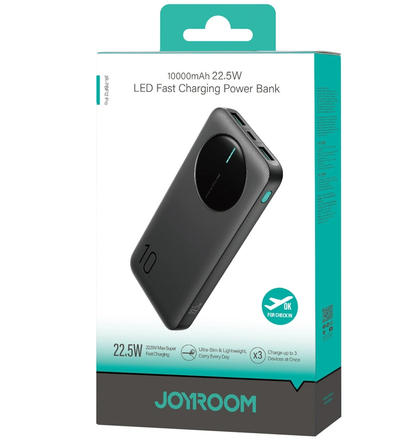 Baterie Externa Joyroom JR-PBF12 Pro, 10000mAh, 22.5W, QC + PD, 1 x USB-C - 2 x USB-A, Neagra