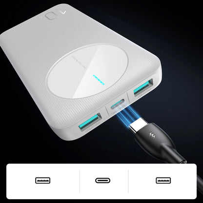 Baterie Externa Joyroom JR-PBF12, 10000mAh, 12W, 1 x USB-C - 2 x USB-A, Alba