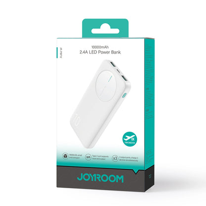 Baterie Externa Joyroom JR-PBF12, 10000mAh, 12W, 1 x USB-C - 2 x USB-A, Alba