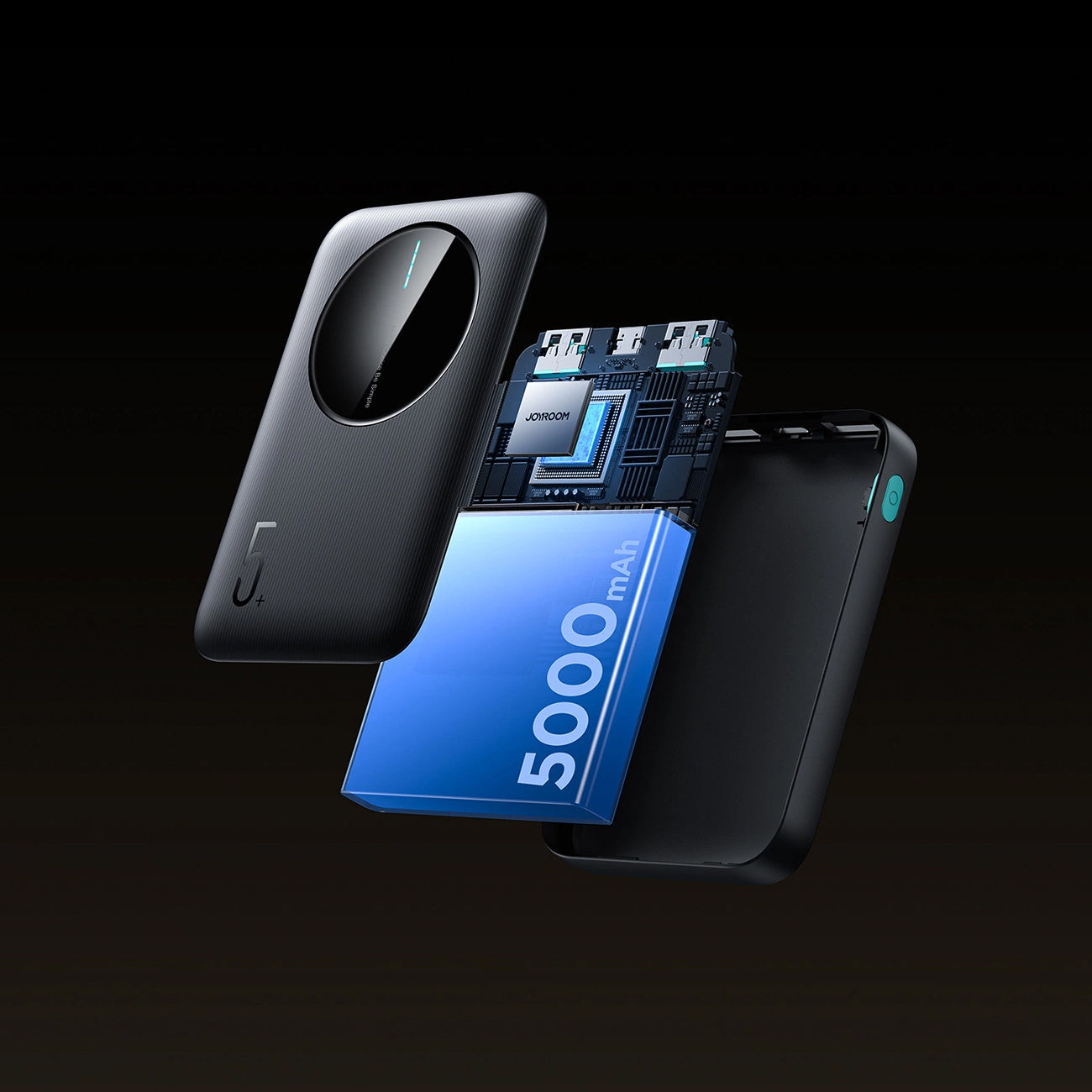 Baterie Externa Joyroom JR-PBF13, 5000mAh, 12W, 1 x USB-C - 2 x USB-A, Neagra