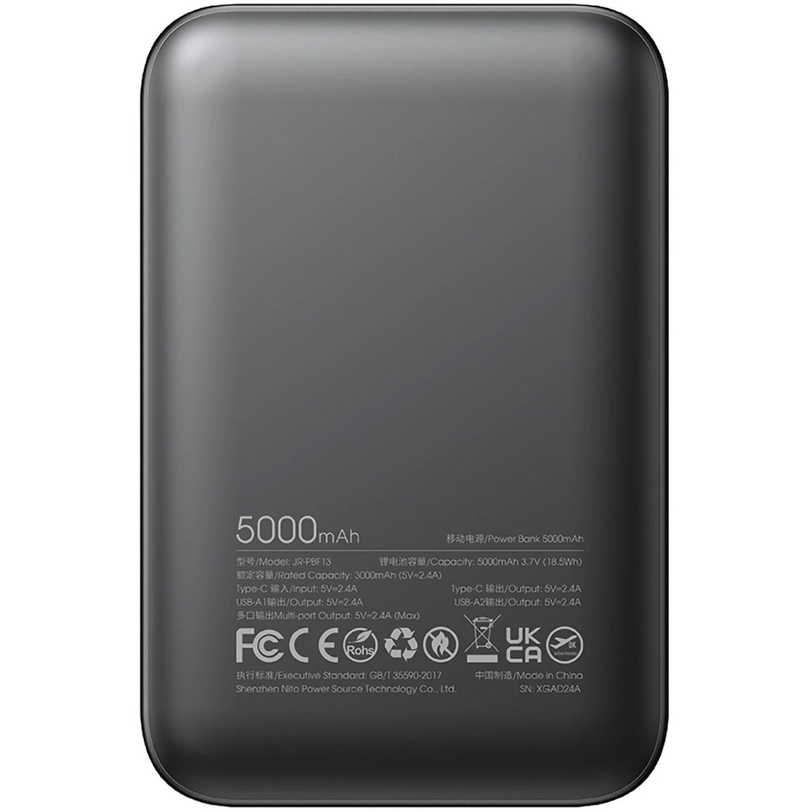 Baterie Externa Joyroom JR-PBF13, 5000mAh, 12W, 1 x USB-C - 2 x USB-A, Neagra