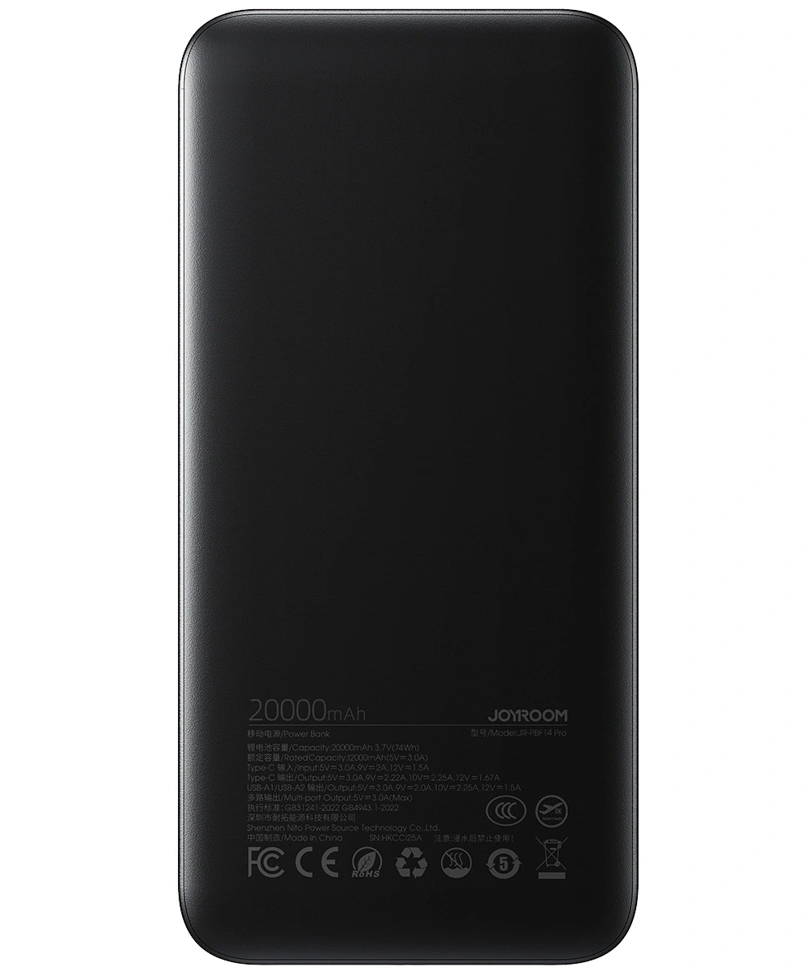 Baterie Externa Joyroom JR-PBF14 Pro, 20000mAh, 22.5W, QC + PD, 1 x USB-C - 2 x USB-A, Neagra